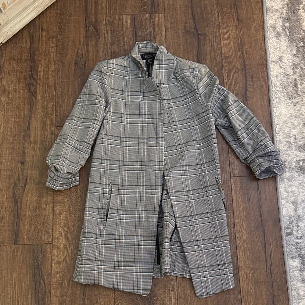 Rachel & Zoe  Plaid Trench Coat in Gray